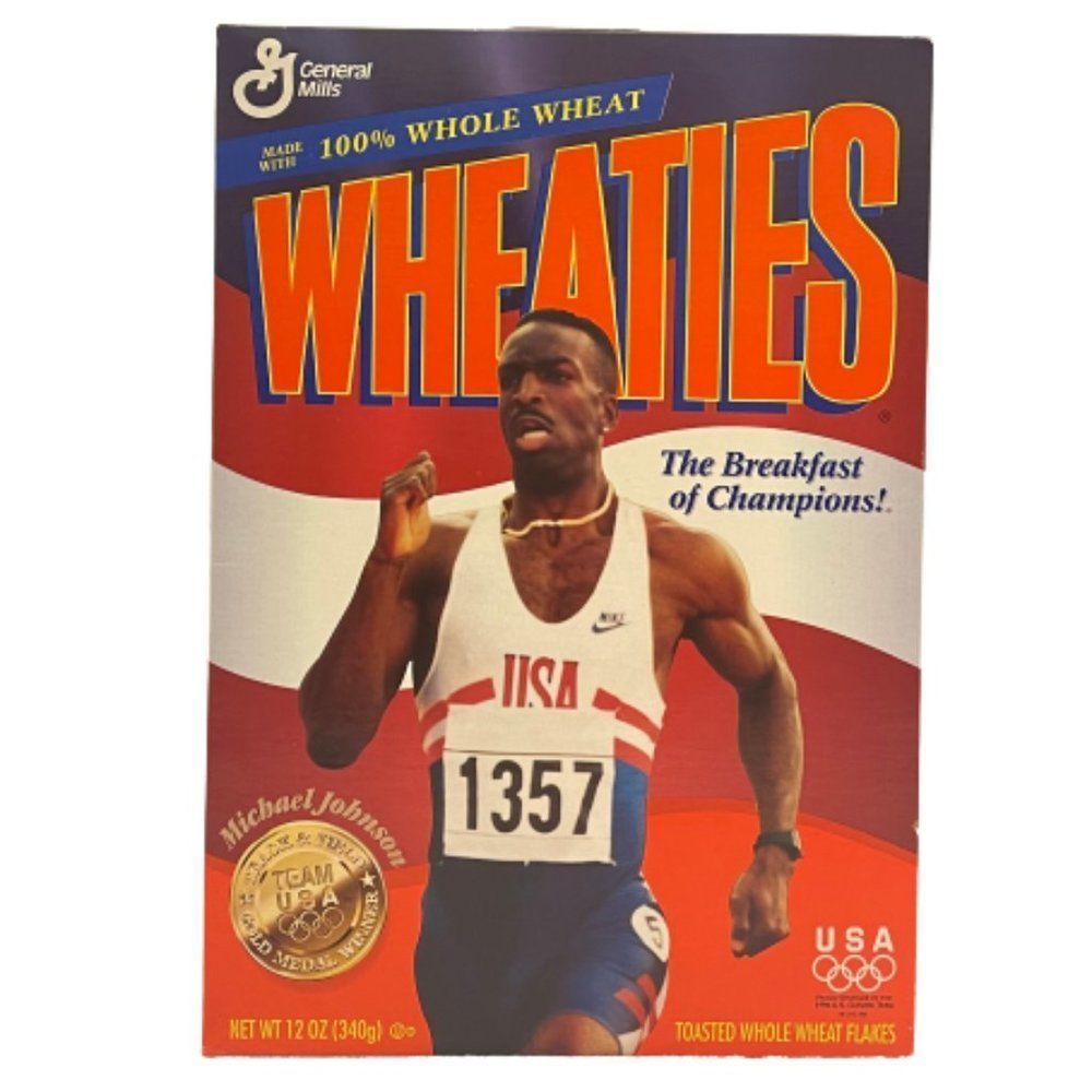 🆕1996 Olympics General Mills Michael Johnson Wheaties Sealed Cereal Box